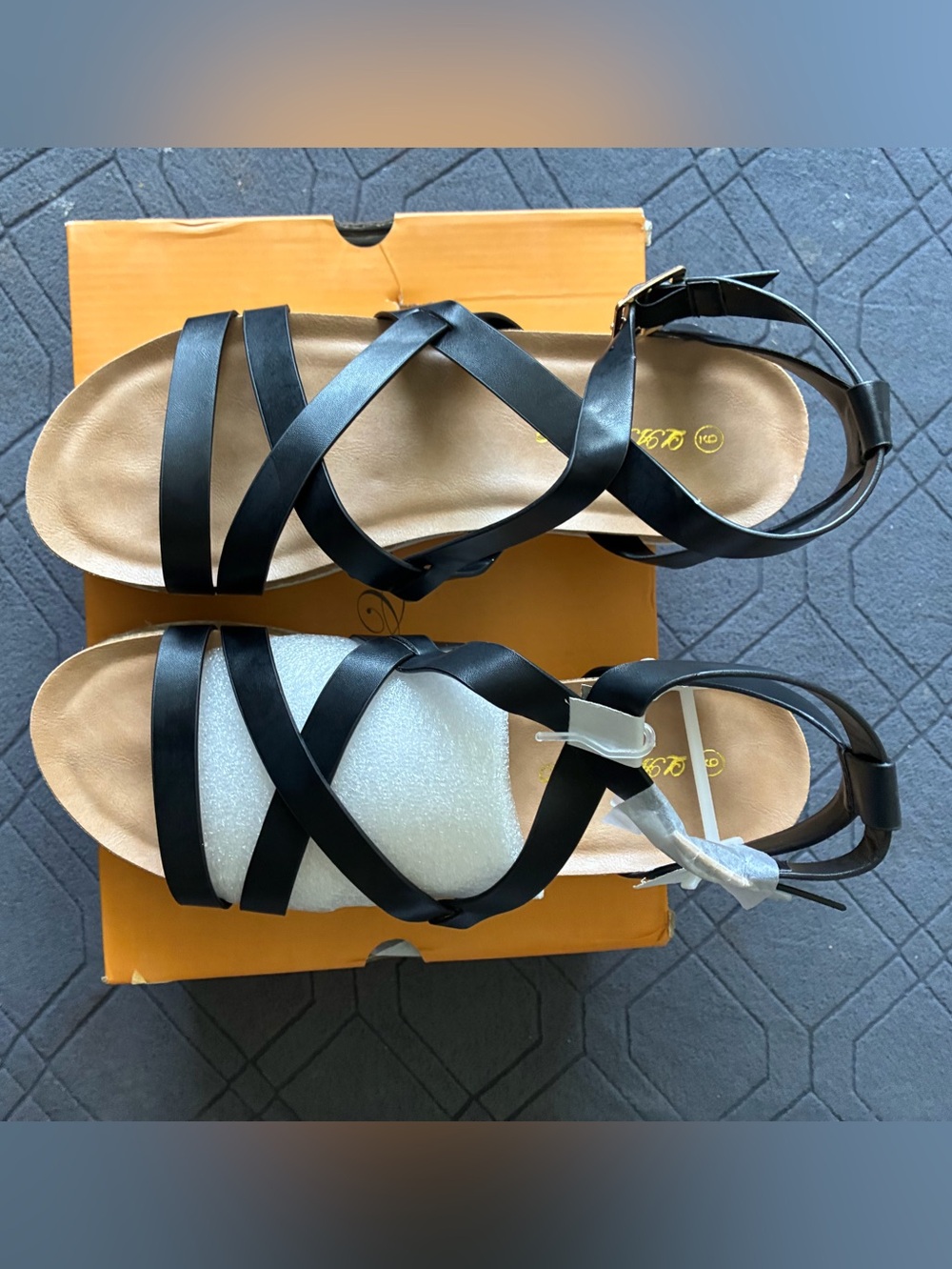Laicigo Black Strappy Platform Wedge Sandals